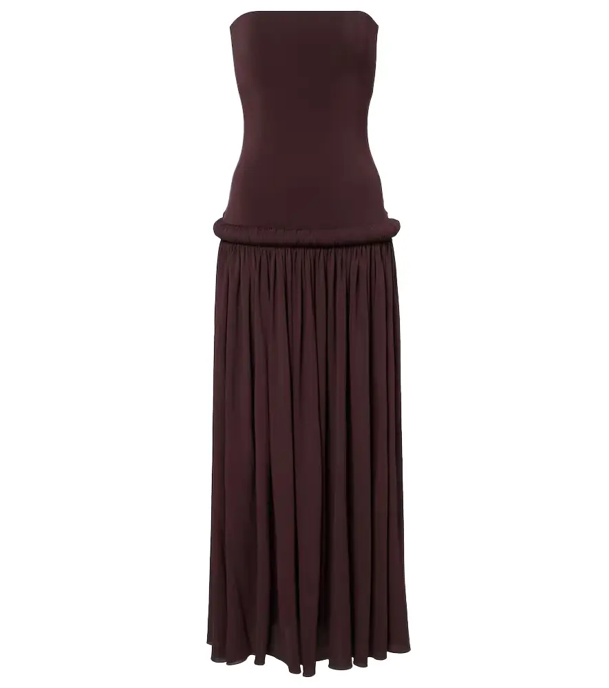 Alaia Alaïa Strapless gathered jersey maxi dress