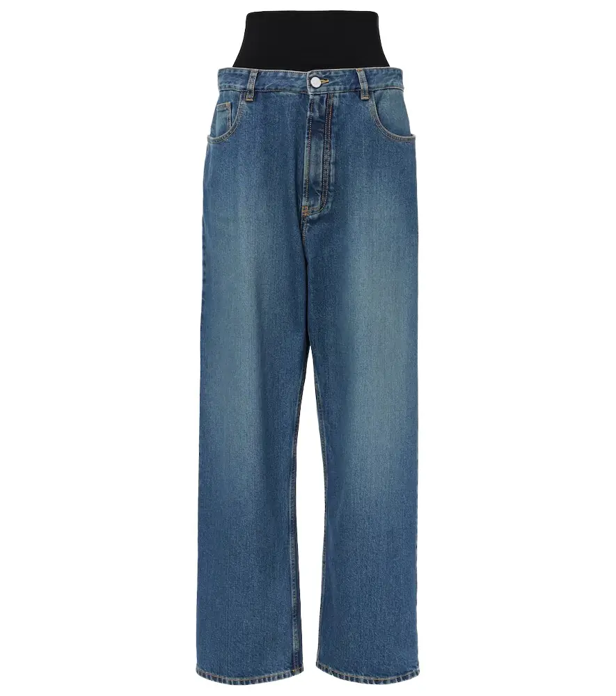 Alaia Alaïa High-rise jersey-trimmed straight jeans