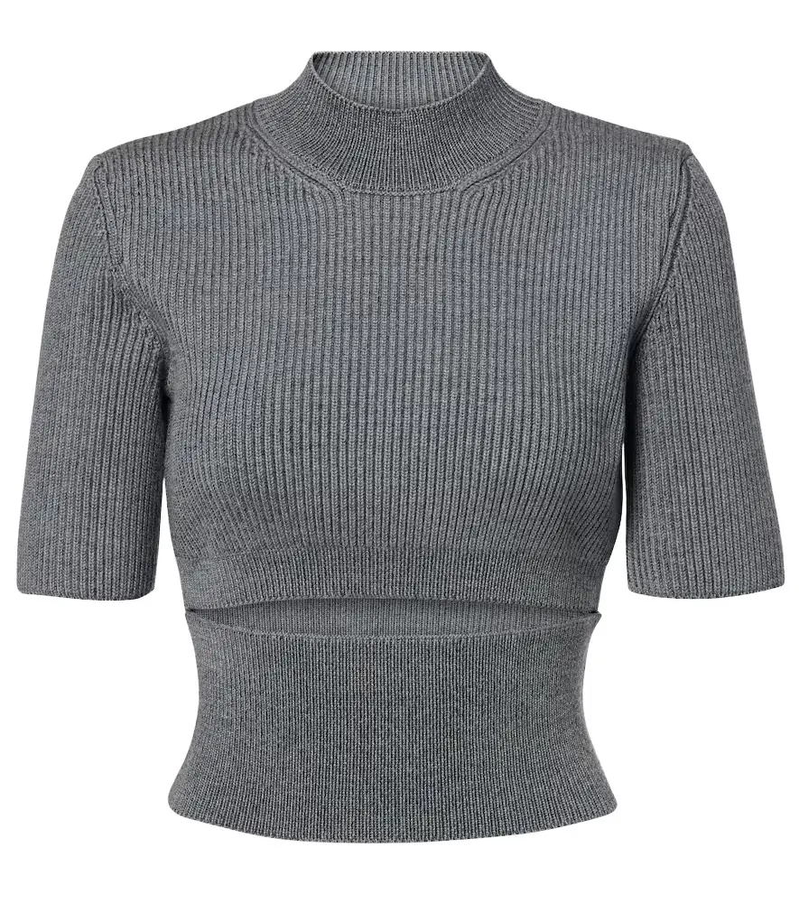 Alaia Alaïa Ribbed-knit cutout wool-blend top