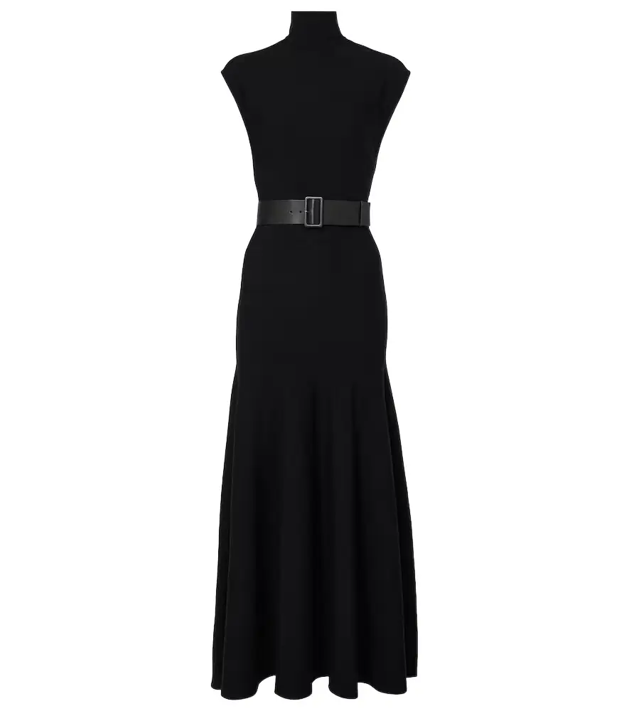 Alaia Alaïa Belted wool-blend midi dress