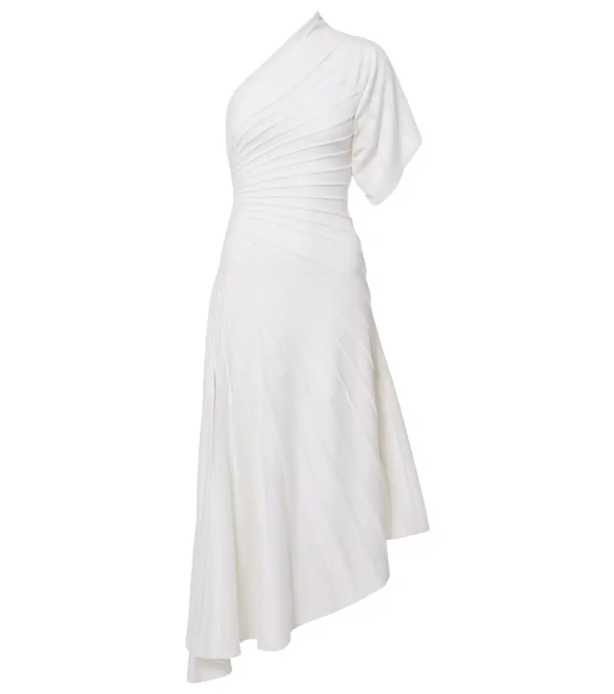 Alaia Alaïa Asym Ray virgin wool midi dress