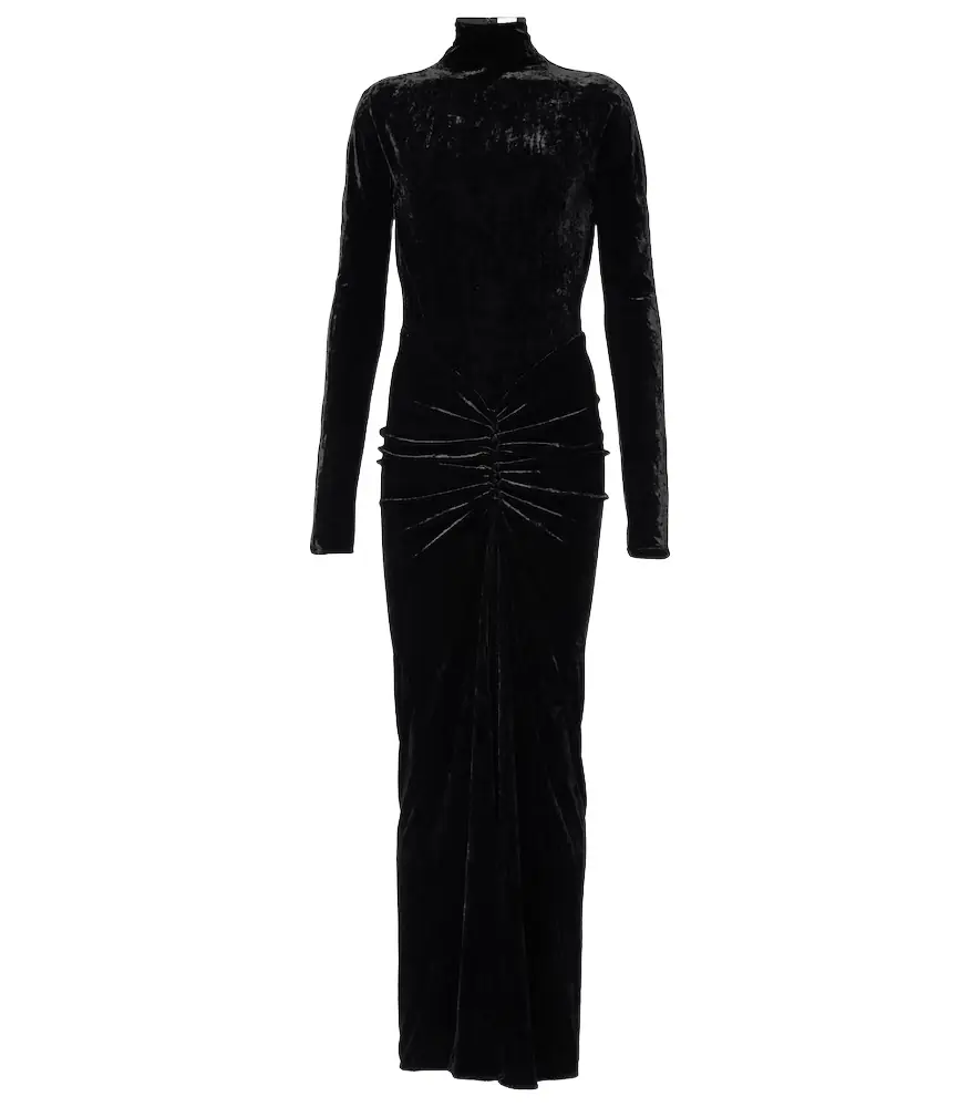 Alaia Alaïa Ruched velvet midi dress
