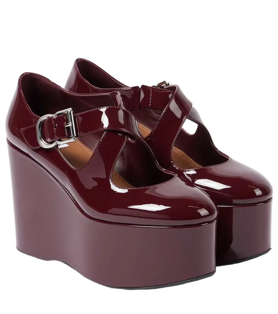 Alaia Alaïa Criss Cross patent leather wedges