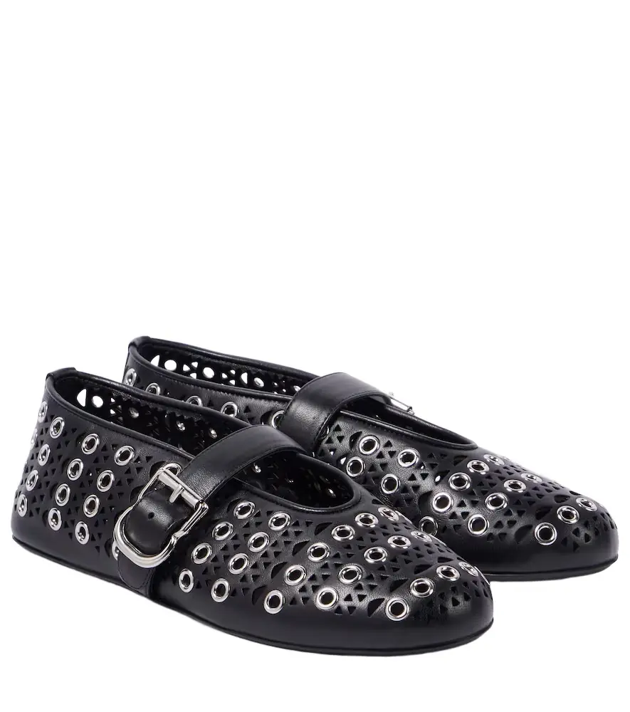Alaia Alaïa Vienne embellished leather ballet flats