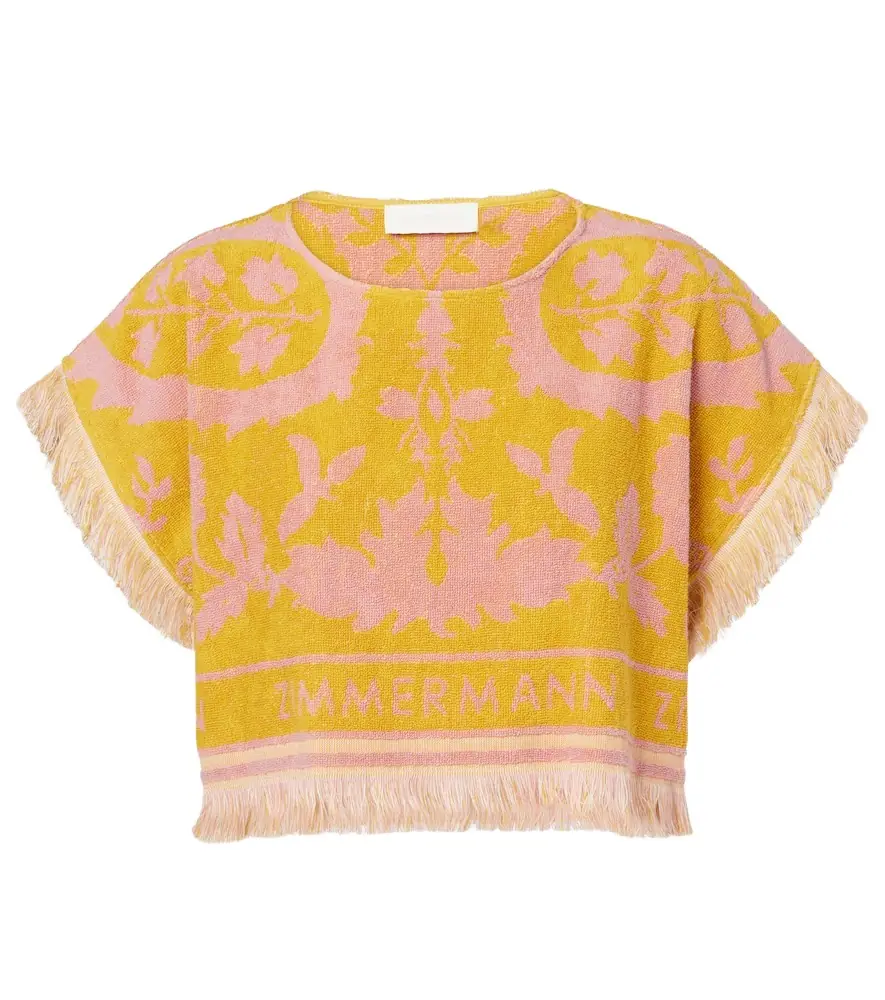 Zimmermann Wylie fringed cotton terry crop top