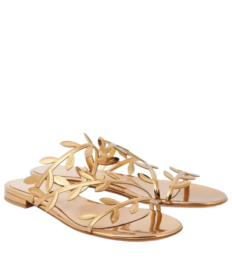 Gianvito Rossi Flavia metallic leather slides