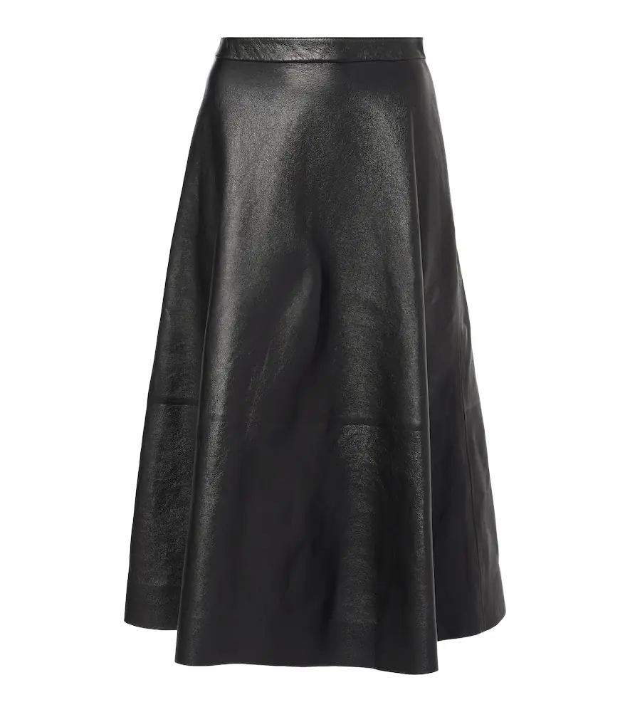 Balenciaga Leather midi skirt