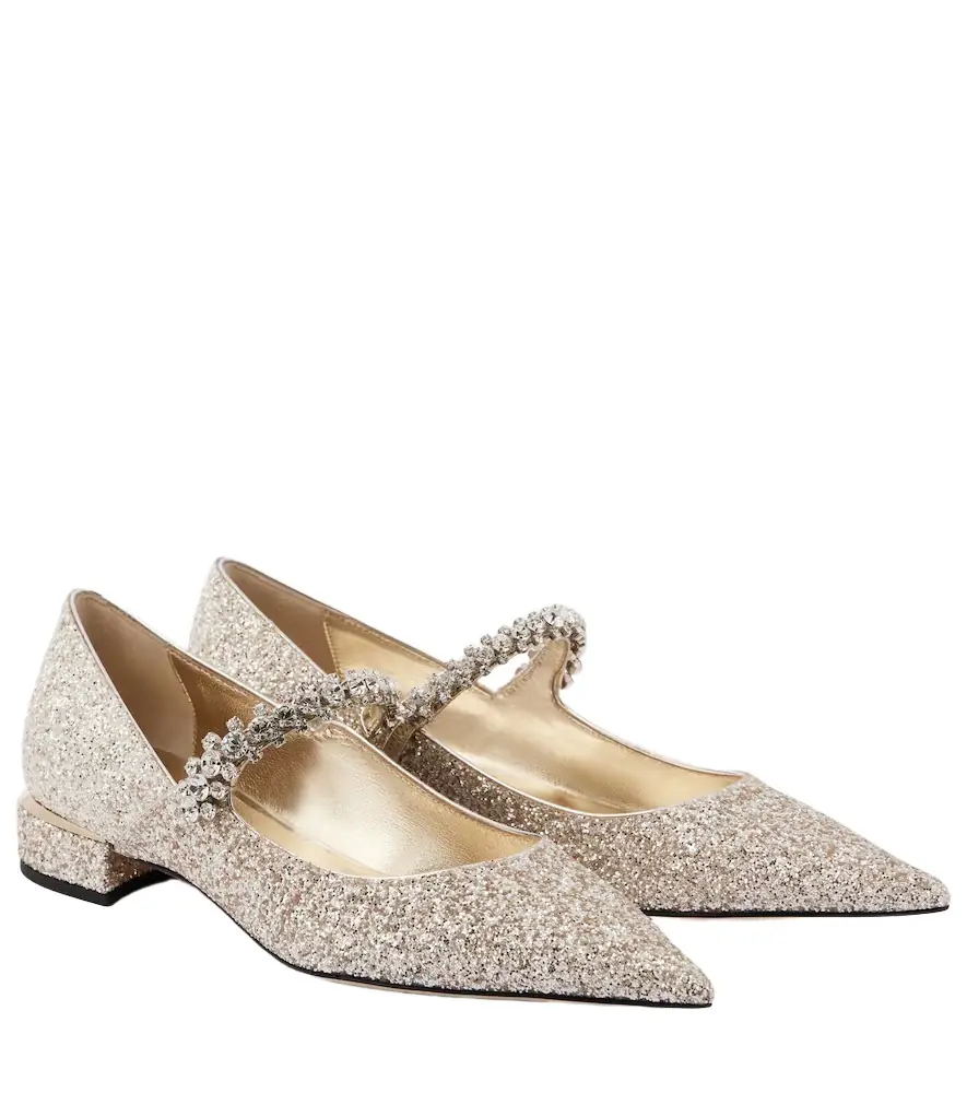 Jimmy Choo Bing glitter ballet flats