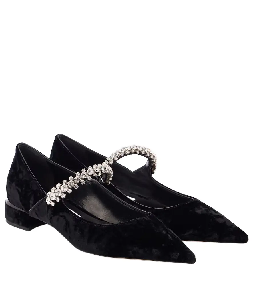 Jimmy Choo Bing embellished velvet ballet flats - Women's Shoes