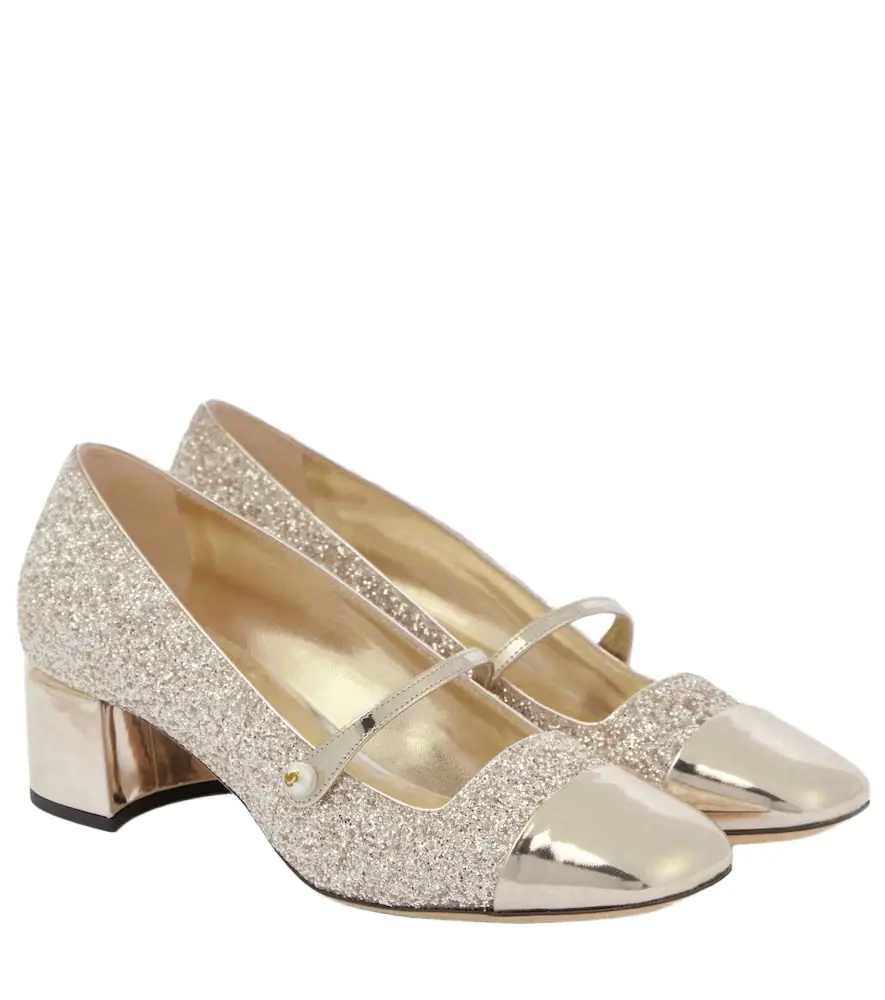Jimmy Choo Elisa 45 glitter and leather pumps - Women's Shoes