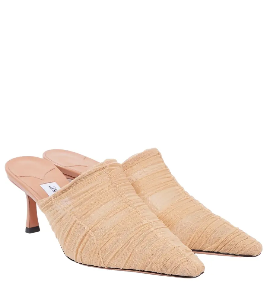 Jimmy Choo Lotta 65 ruched tulle mules - Women's Shoes