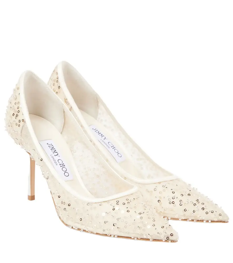Jimmy Choo Love 85 beaded mesh pumps - Women's Shoes