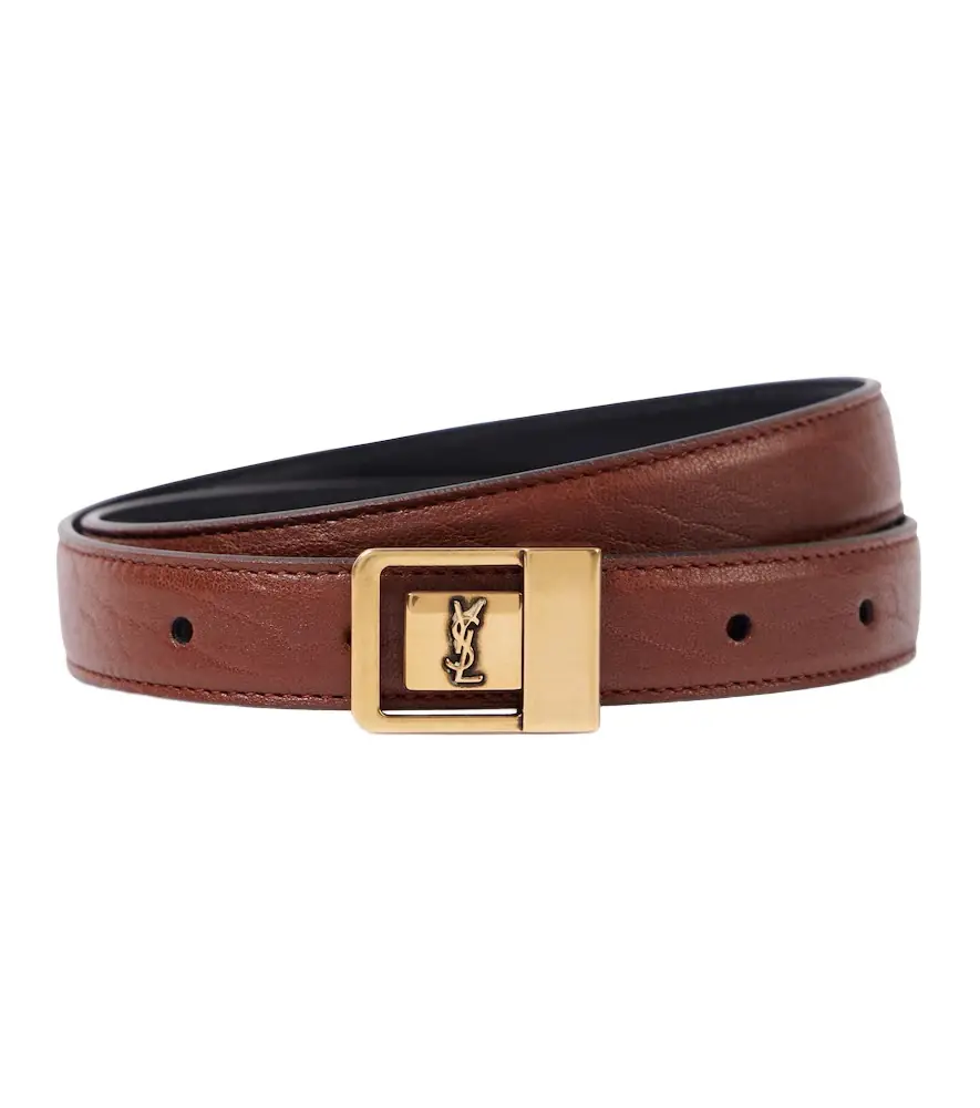 Saint Laurent La 66 slim leather belt