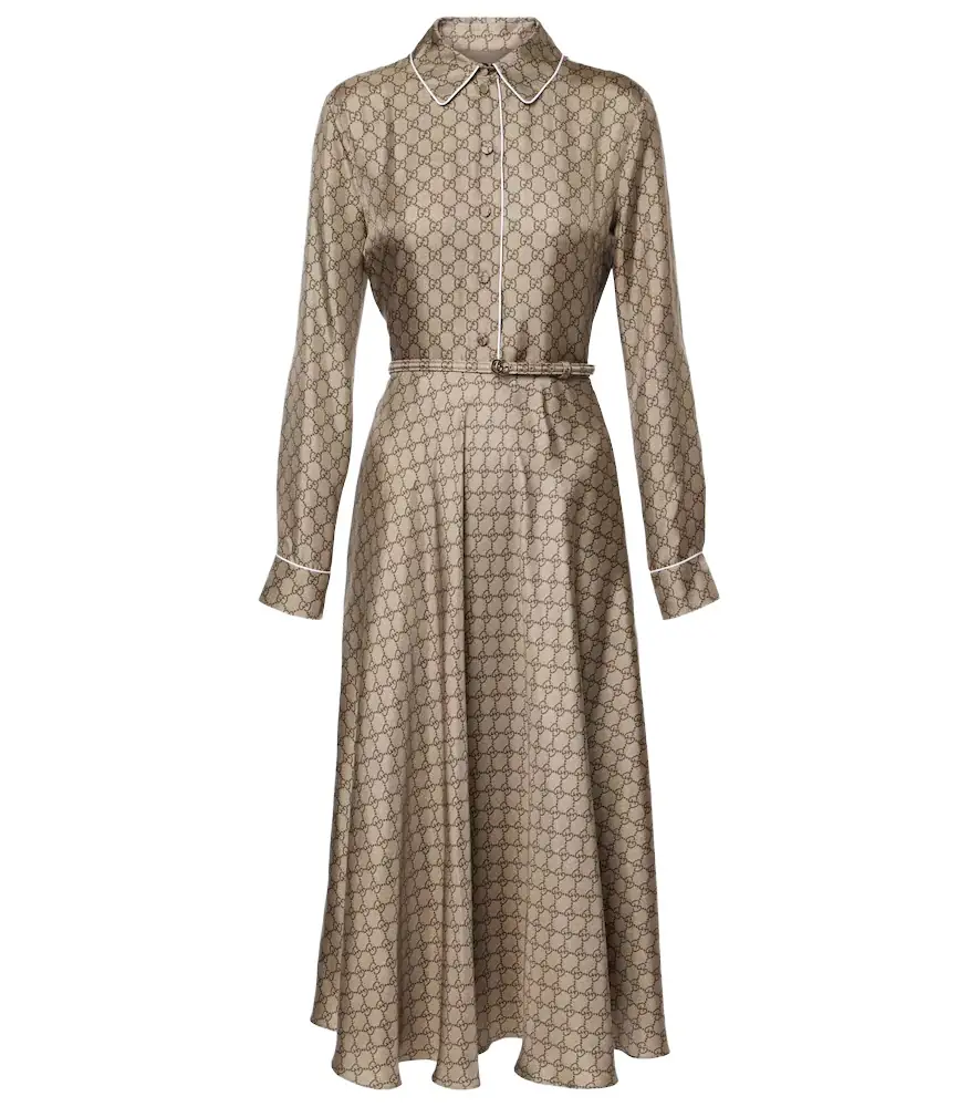 Gucci GG silk twill shirt dress