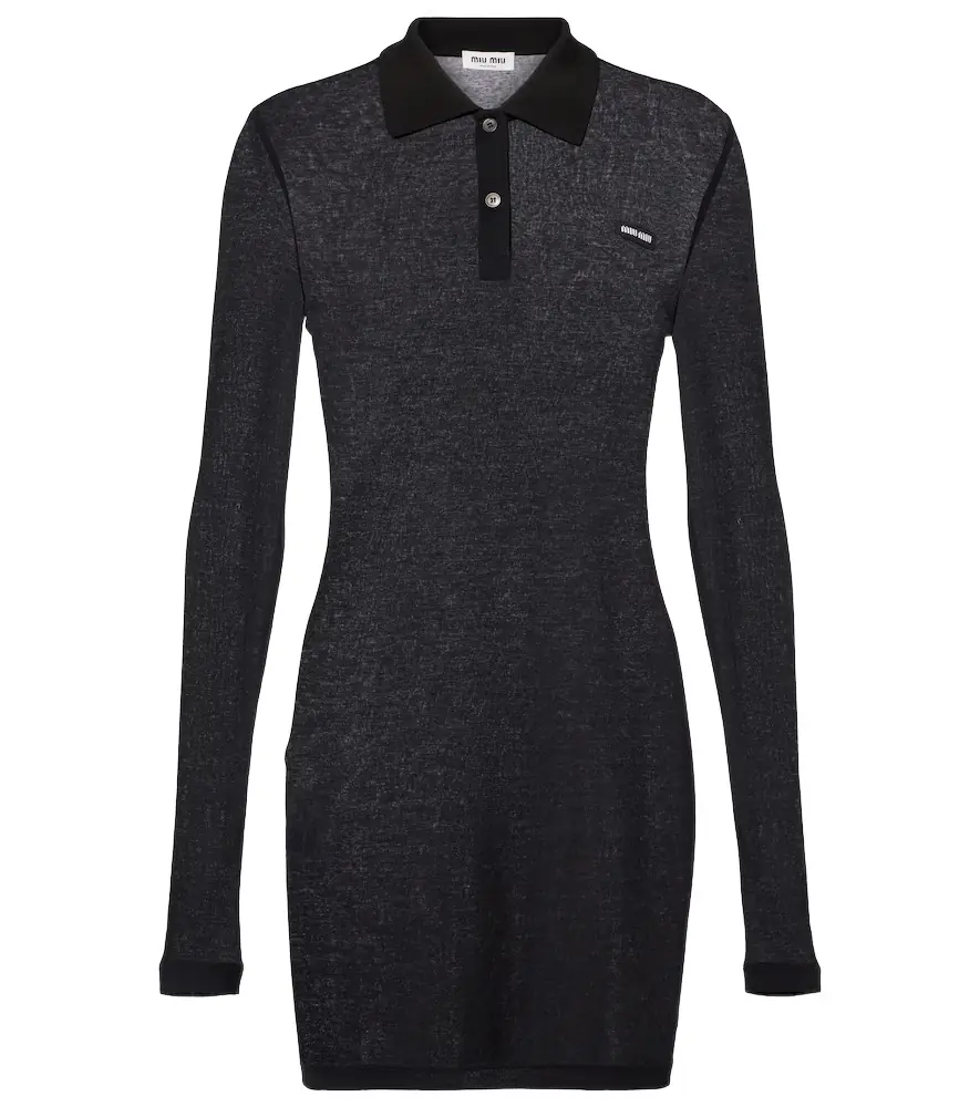 miu miu ribbed knit jersey dress Miu Miu Ribbed Knit Jersey Dress | Grey