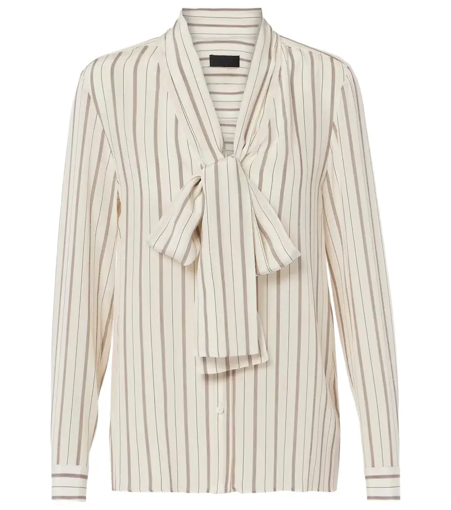 Nili Lotan Angelique tie-neck striped silk blouse