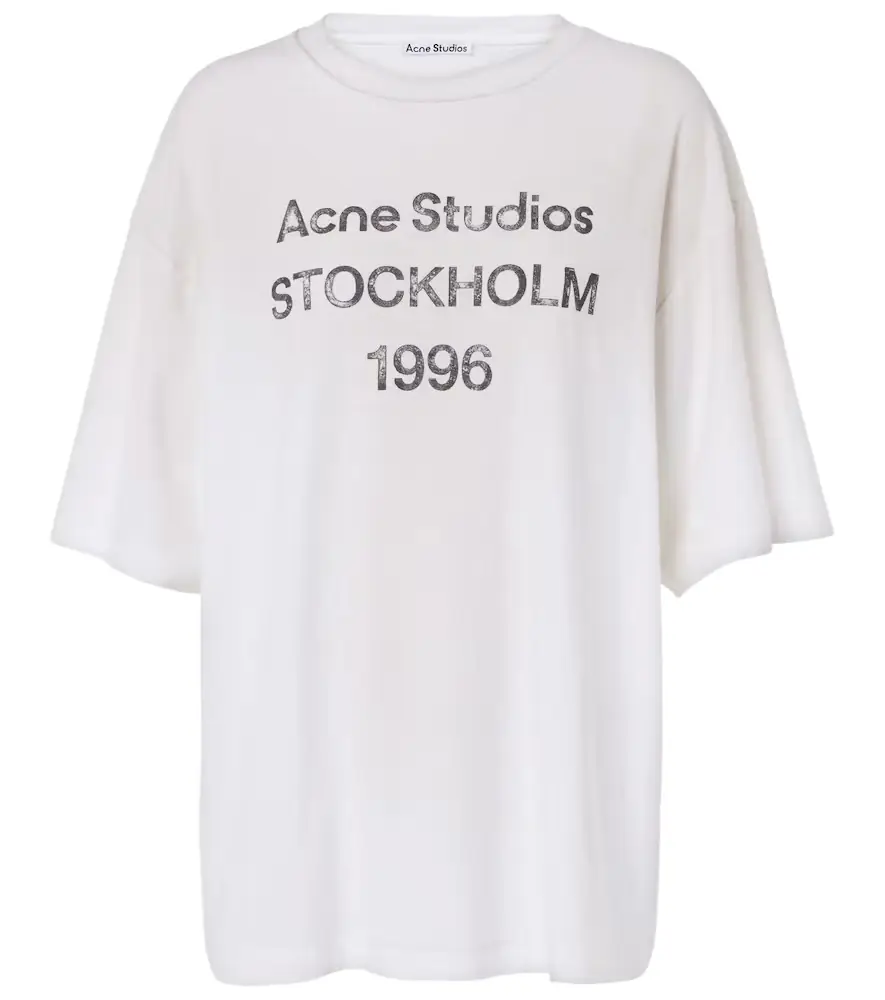 Acne Studios Distressed logo cotton and hemp T-shirt