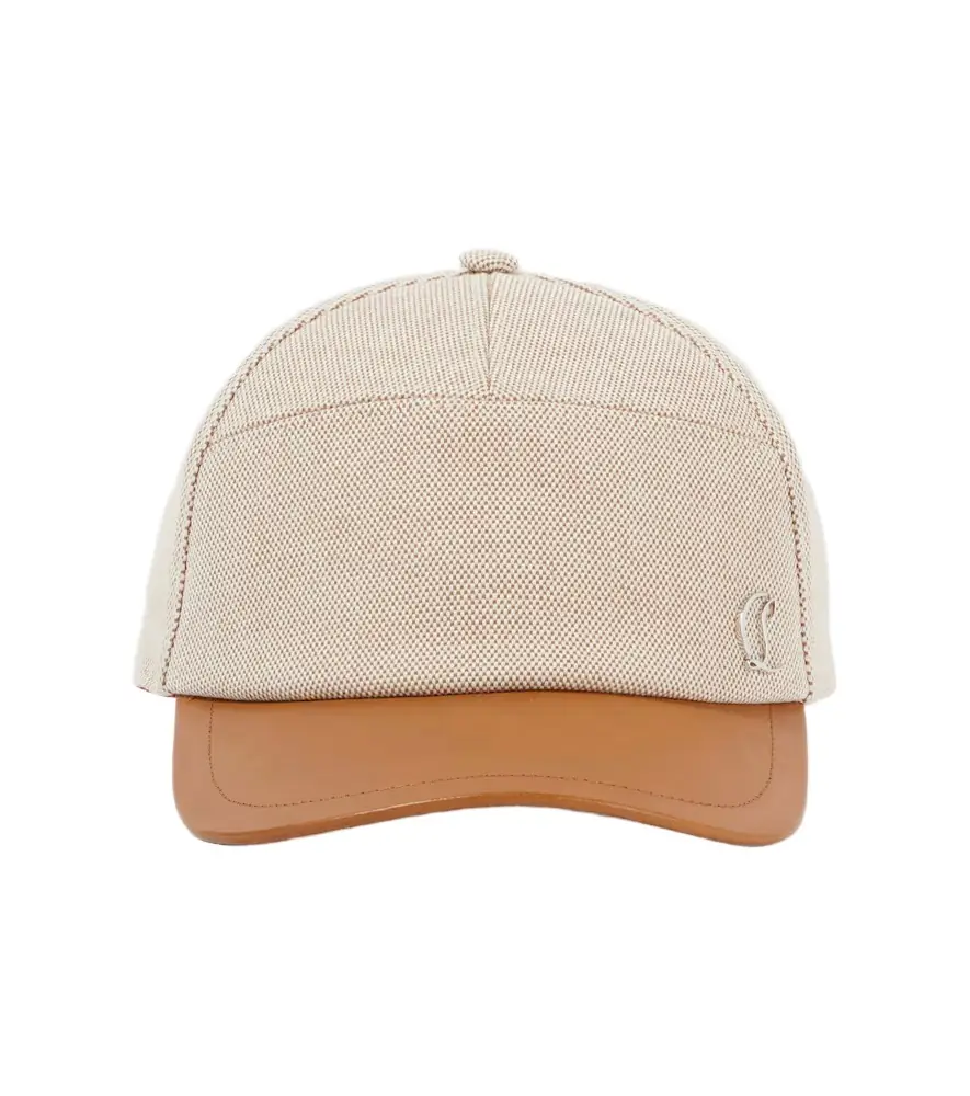 Christian Louboutin eather-trimmed cotton baseball cap
