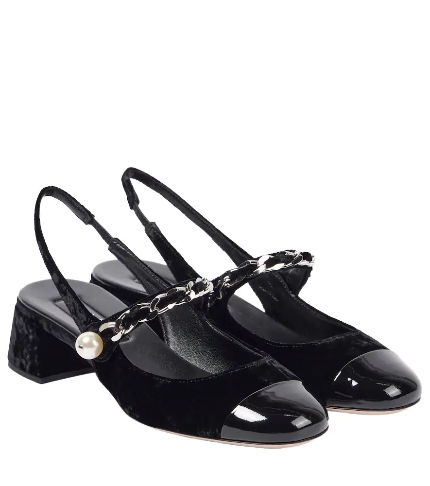 Miu Miu 35 embellished velvet pumps