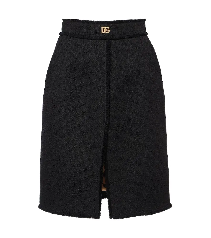 Dolce & Gabbana DG wool-blend tweed midi skirt