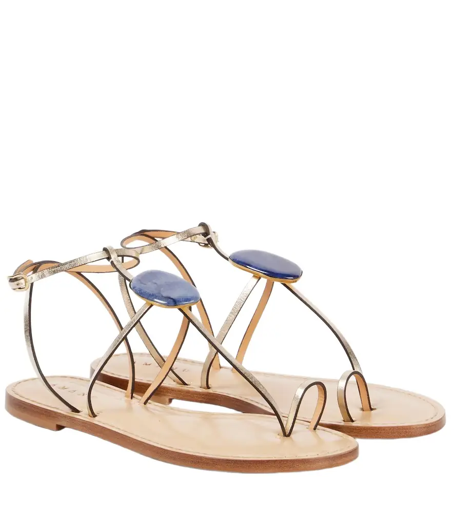 Amanu Cairo embellished metallic leather sandals