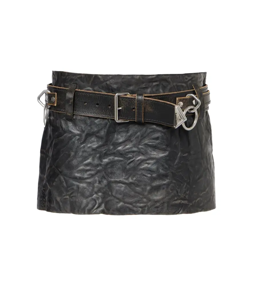 Prada Belted leather miniskirt