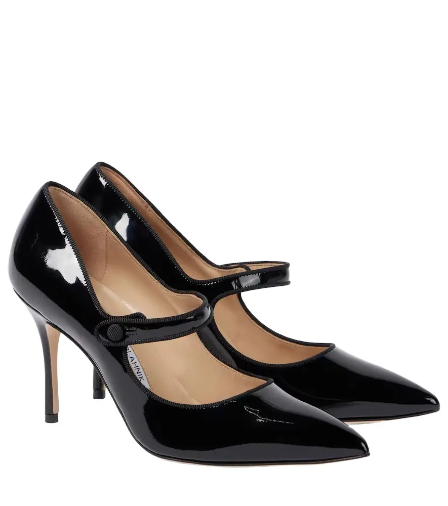 Manolo Blahnik Campari 90 patent leather pumps