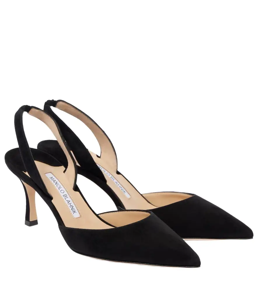 Manolo Blahnik Carolyne 70 suede slingback pumps