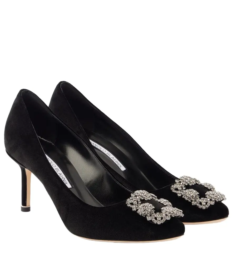 Manolo Blahnik Hangisi 70 embellished velvet pumps