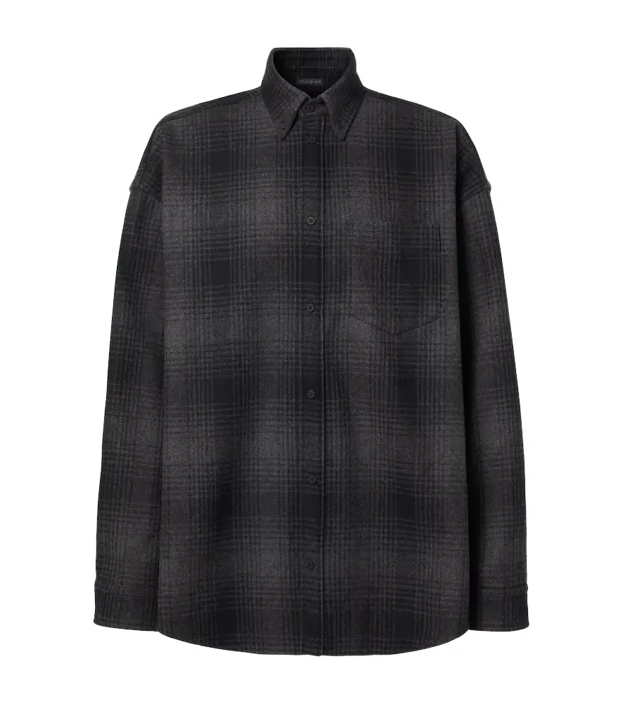 Balenciaga Checked wool-blend flannel shirt