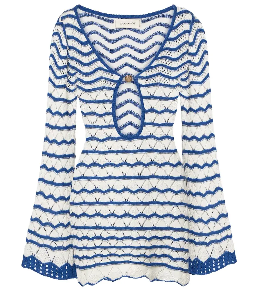bananhot rey striped crochet beach dress Rey striped crochet beach dress in white - Bananhot