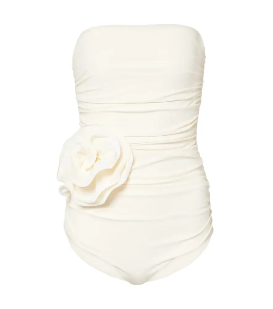 Magda Butrym Floral-appliqué ruched swimsuit