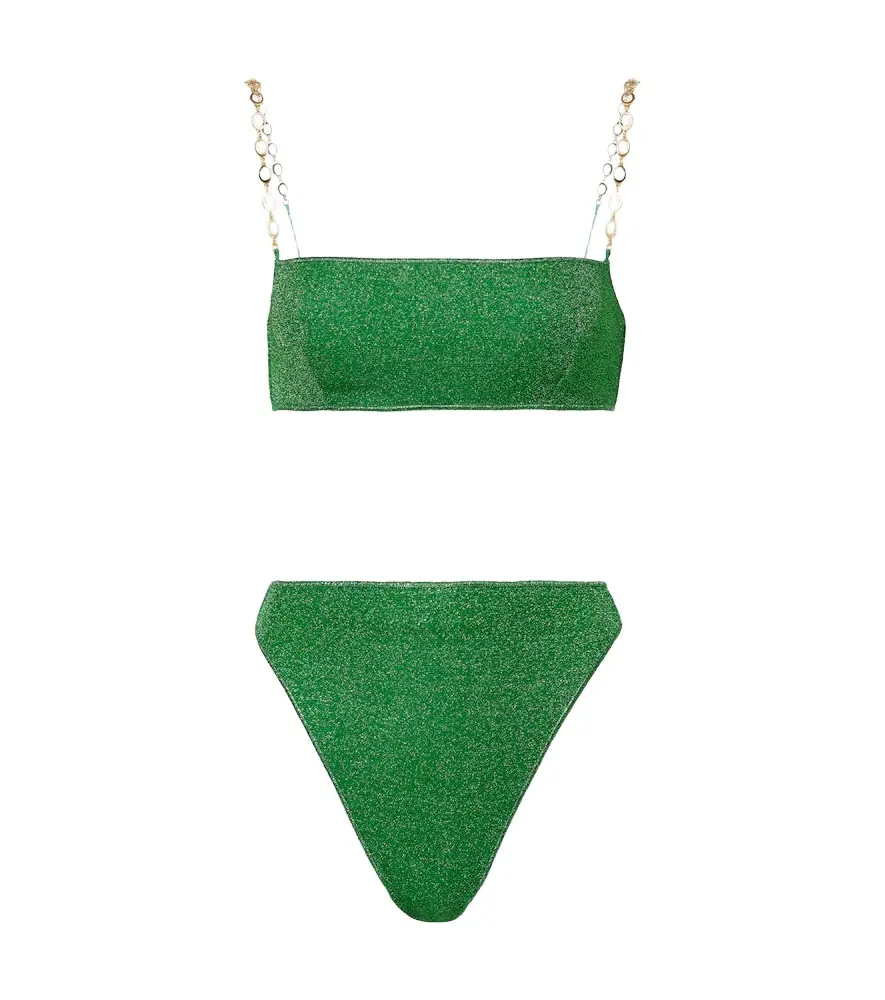 Oseree Oséree Lumière O Chain lamé bikini