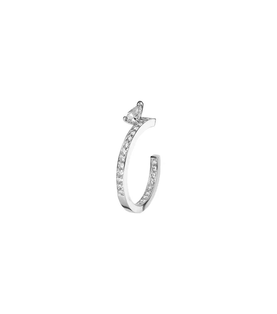 Repossi Serti Sur Vide 18kt white gold single hoop earring with diamonds