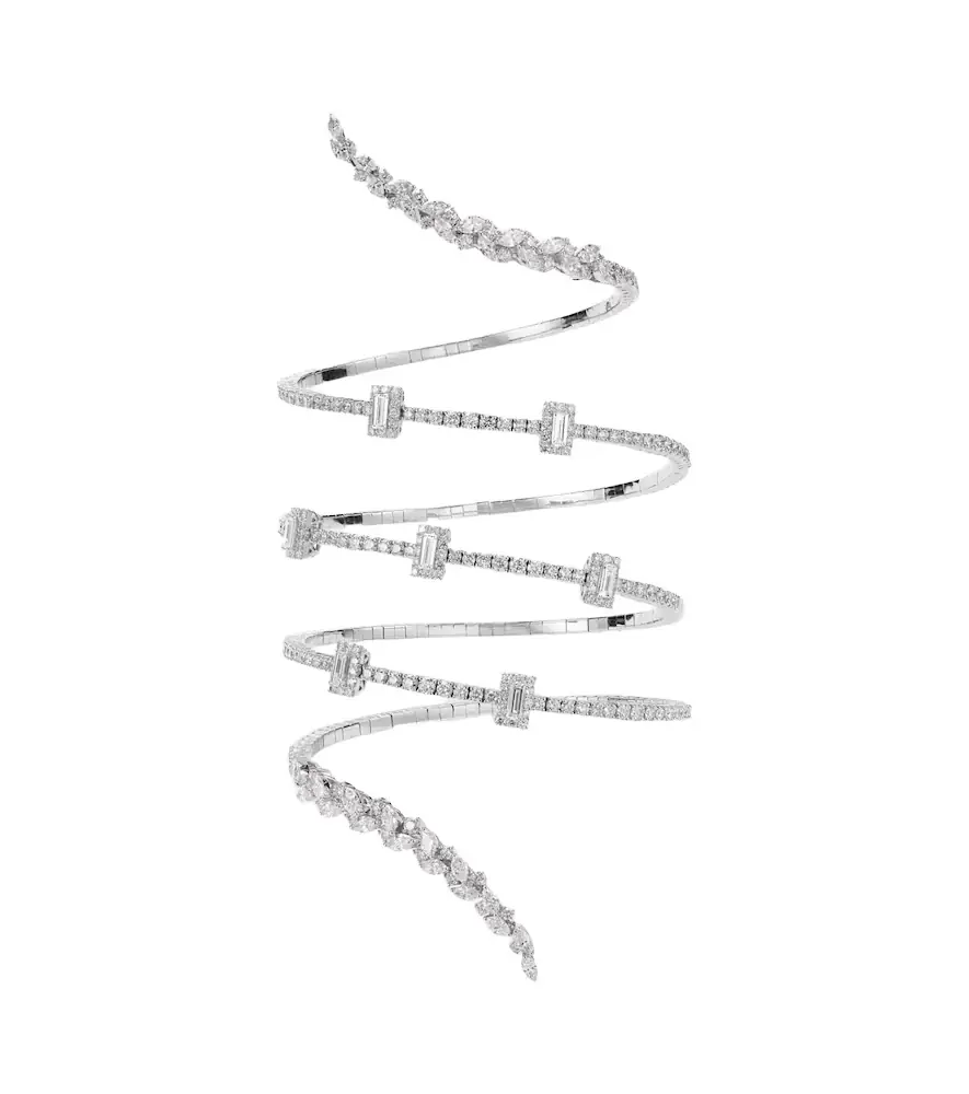Yeprem Y-Couture 18kt white gold cuff bracelet with diamonds