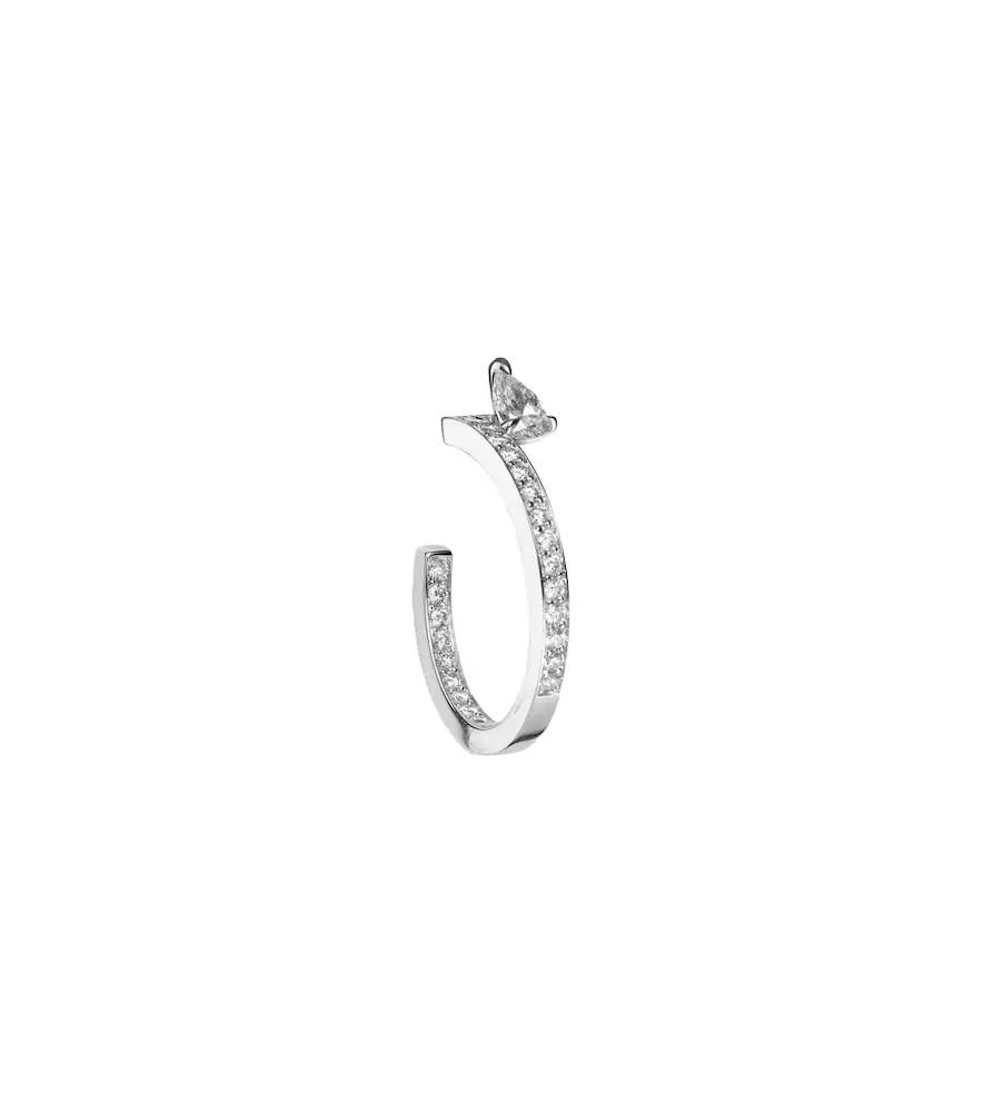 Repossi Serti Sur Vide 18kt white gold single hoop earring with diamonds