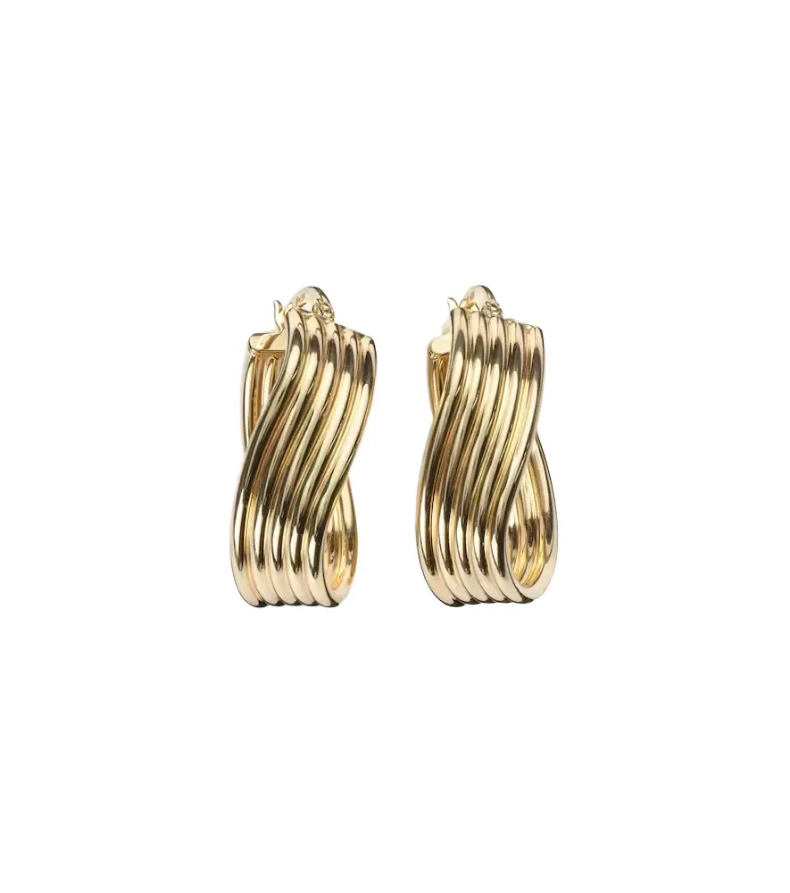 Stone and Strand Swerve 10kt gold earrings