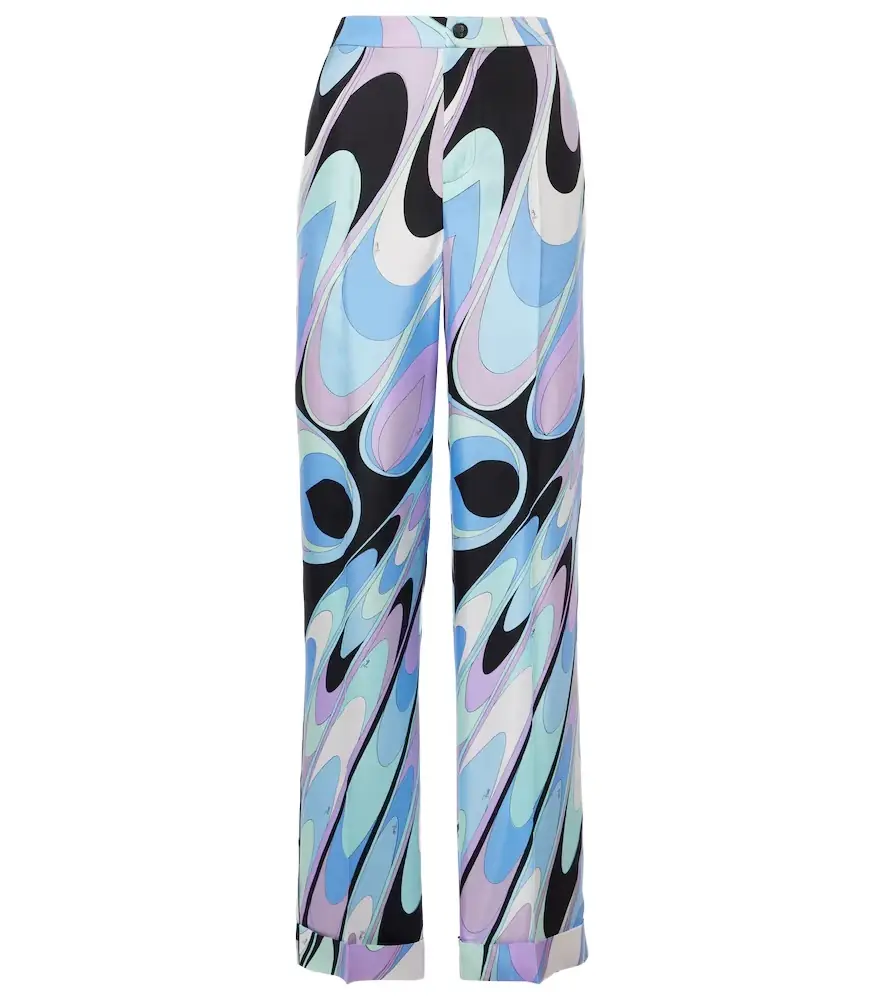Pucci Printed silk twill wide-leg pants