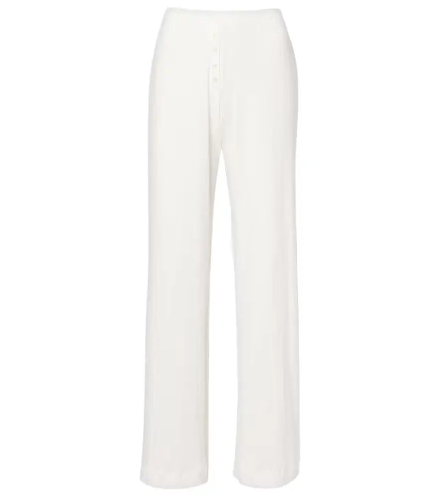 Leset Pointelle cotton wide-leg pants