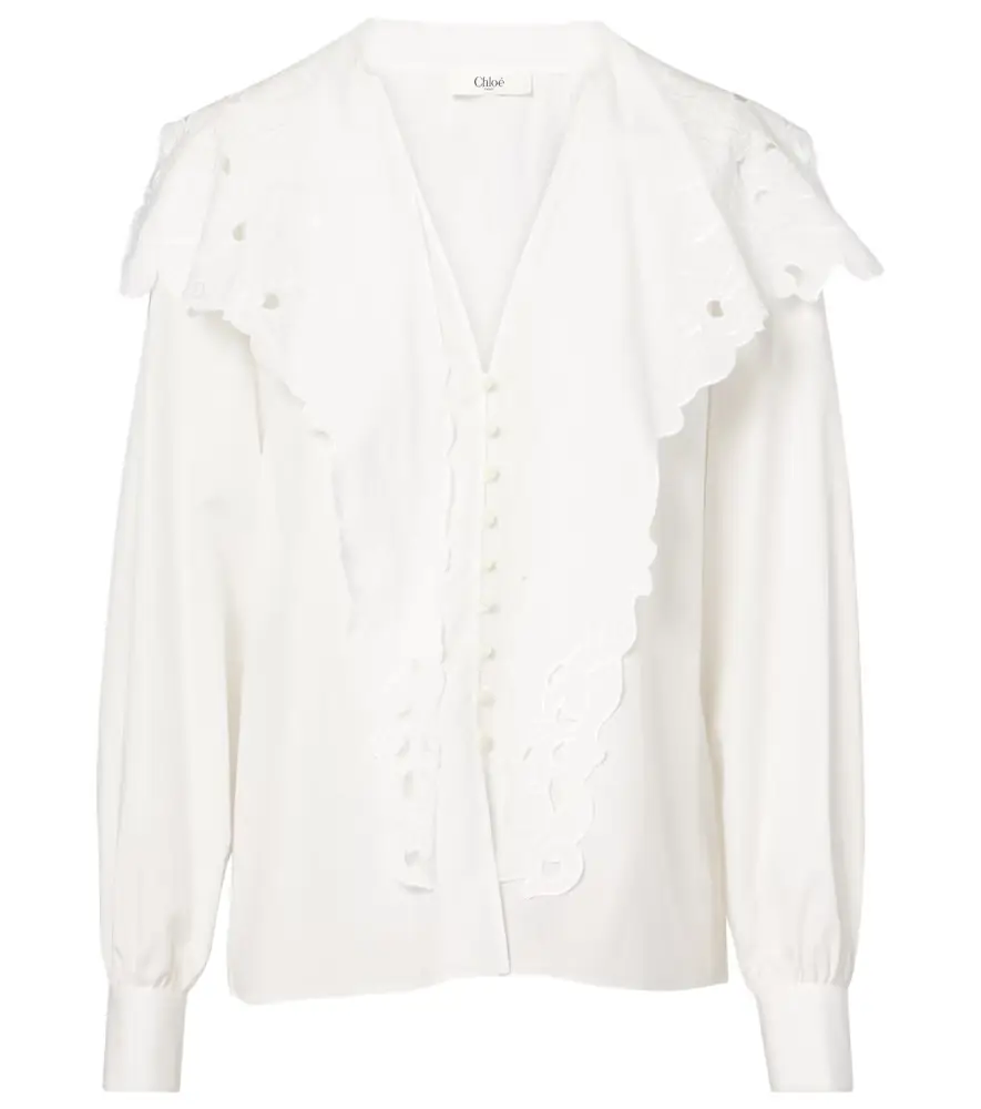 Chloe Chloé Broderie anglaise cotton poplin blouse