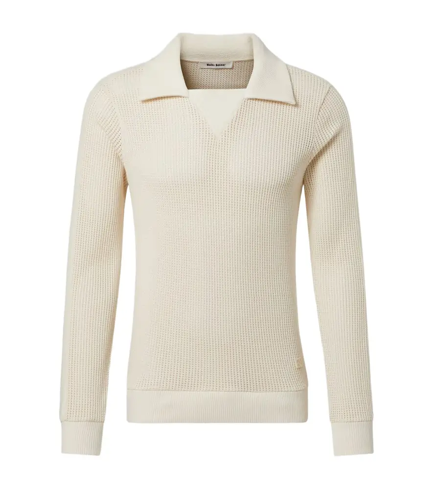 Wales Bonner Song cotton mesh polo shirt