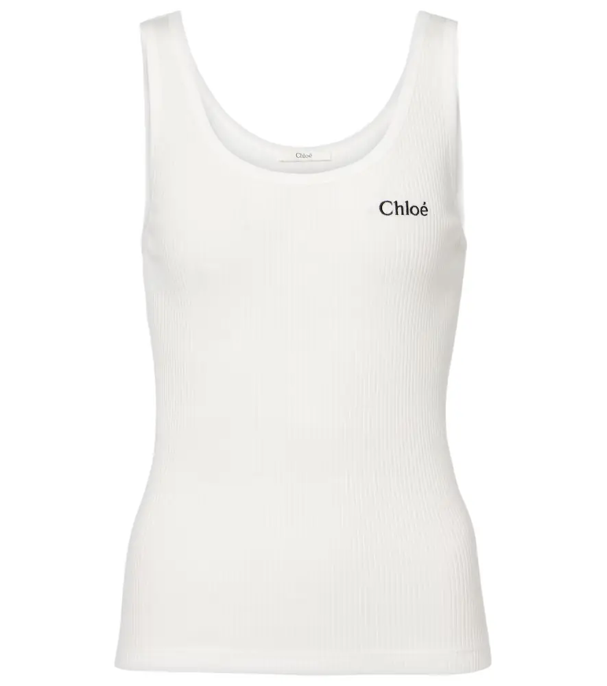Chloe Chloé Ribbed-knit cotton tank top