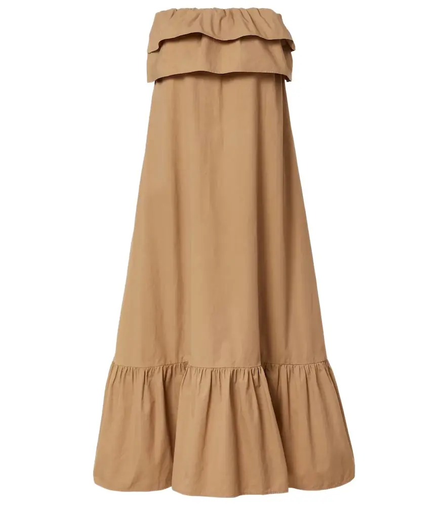 Saint Laurent Ruffled cotton serge maxi dress