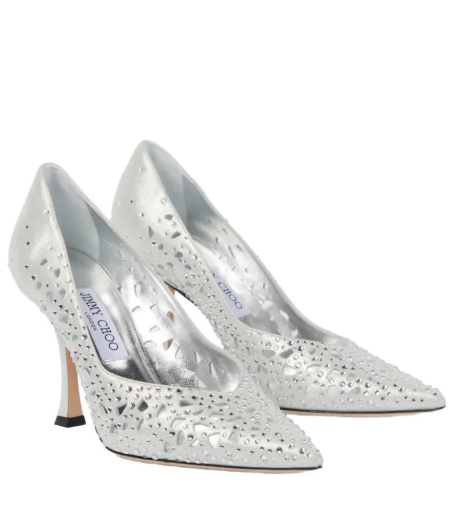 Jimmy Choo Ziri 90 embellished suede pumps - Women's Shoes