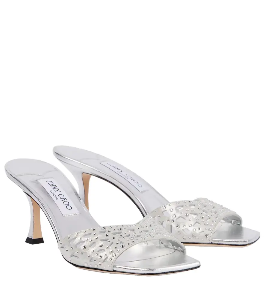 Jimmy Choo Skye 70 embellished satin mules - Women's Shoes
