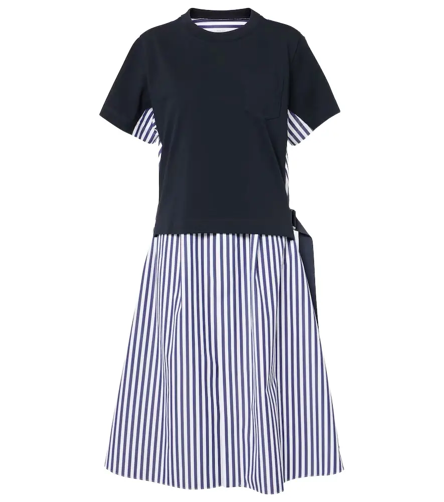 Sacai Striped cotton shirt dress