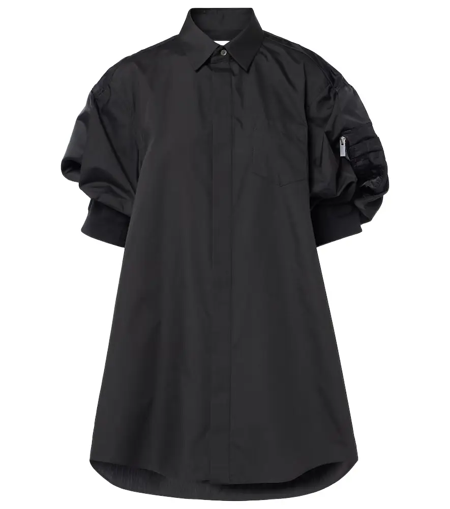 Sacai Poplin and technical twill shirt dress