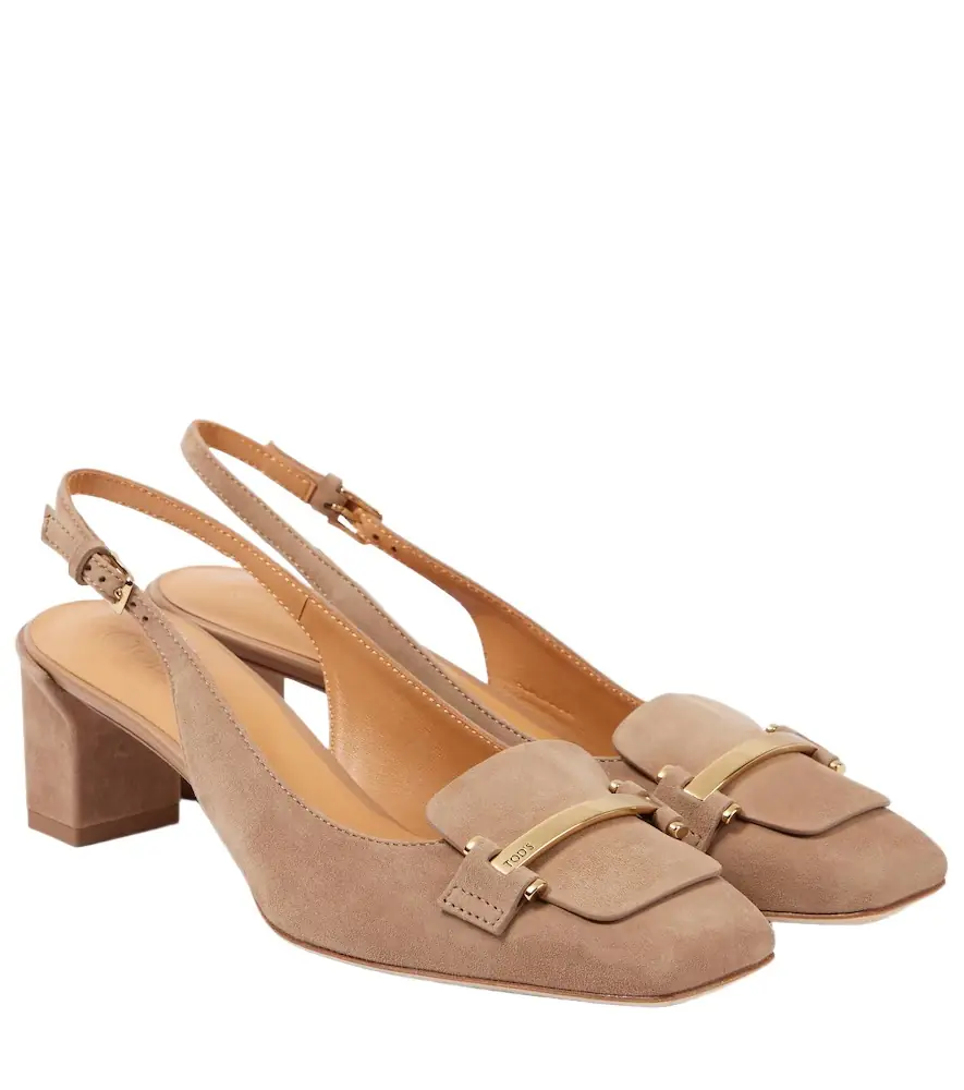 Tod's 50 suede slingback pumps
