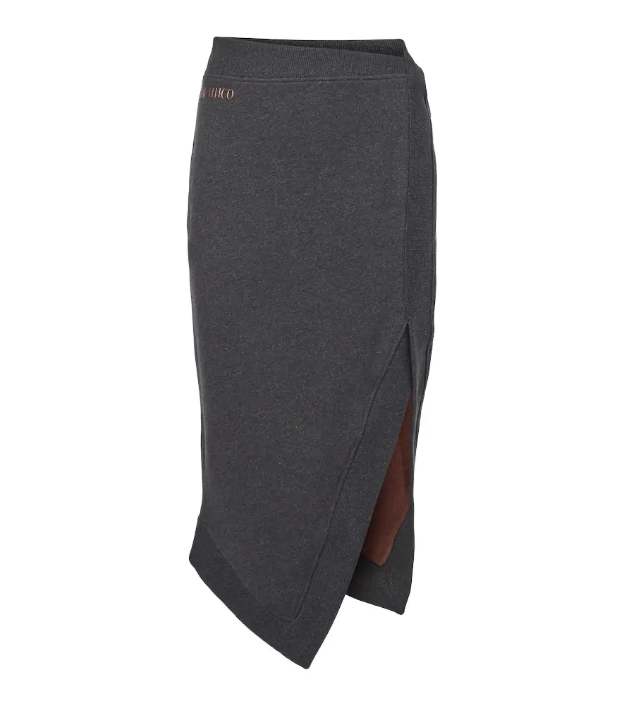 The Attico Logo asymmetric cotton jersey midi skirt