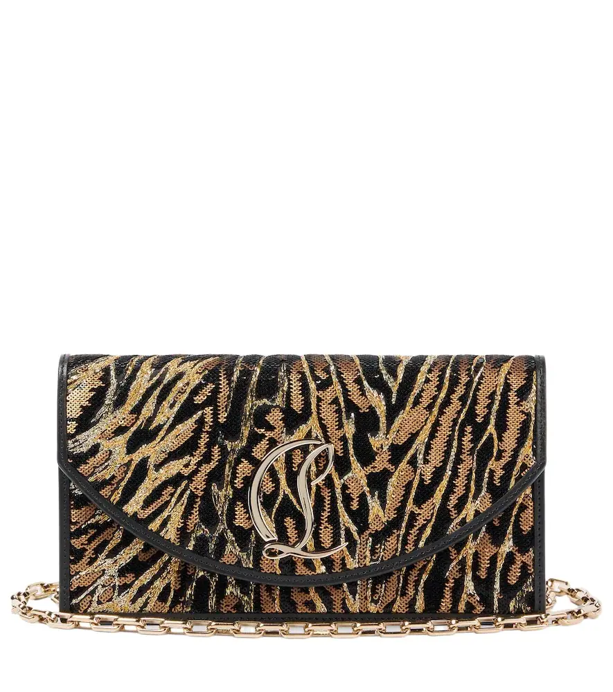 Christian Louboutin Loubi54 leopard-print crêpe satin clutch